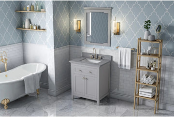 Chatham 30'' Grey Vanity, Steel Grey Cultured Marble Vanity Top, undermount rectangle bowl VKITCHA30GRSGR