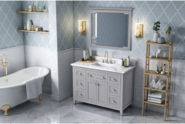 Chatham 48'' Grey Vanity, Calacatta Vienna Quartz Vanity Top, undermount rectangle bowl VKITCHA48GRCQR