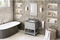 Astoria 30'' Grey Vanity, Boulder Cultured Marble Vanity Top, undermount rectangle bowl VKITAST30GRBOR