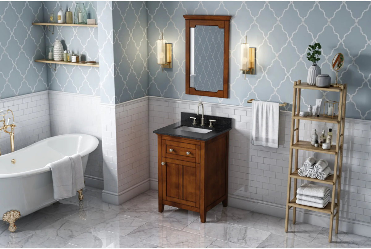 Chatham 24'' Chocolate Vanity, Black Granite Vanity Top, undermount rectangle bowl VKITCHA24CHBGR
