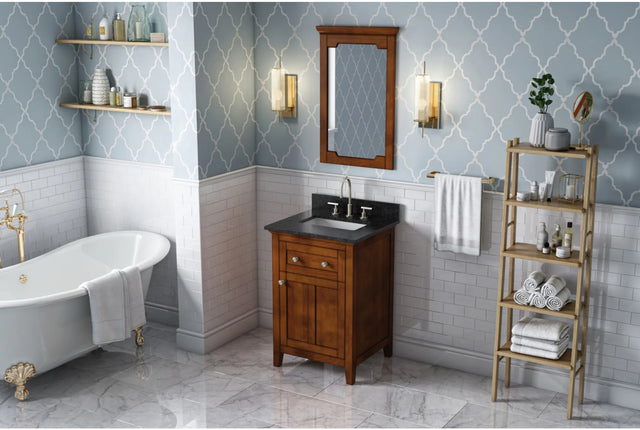 Chatham 24'' Chocolate Vanity, Black Granite Vanity Top, undermount rectangle bowl VKITCHA24CHBGR