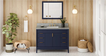 Theodora 48'' Hale Blue Vanity, Steel Grey Cultured Marble Vanity Top, undermount rectangle bowl VKITTHE48BLSGR