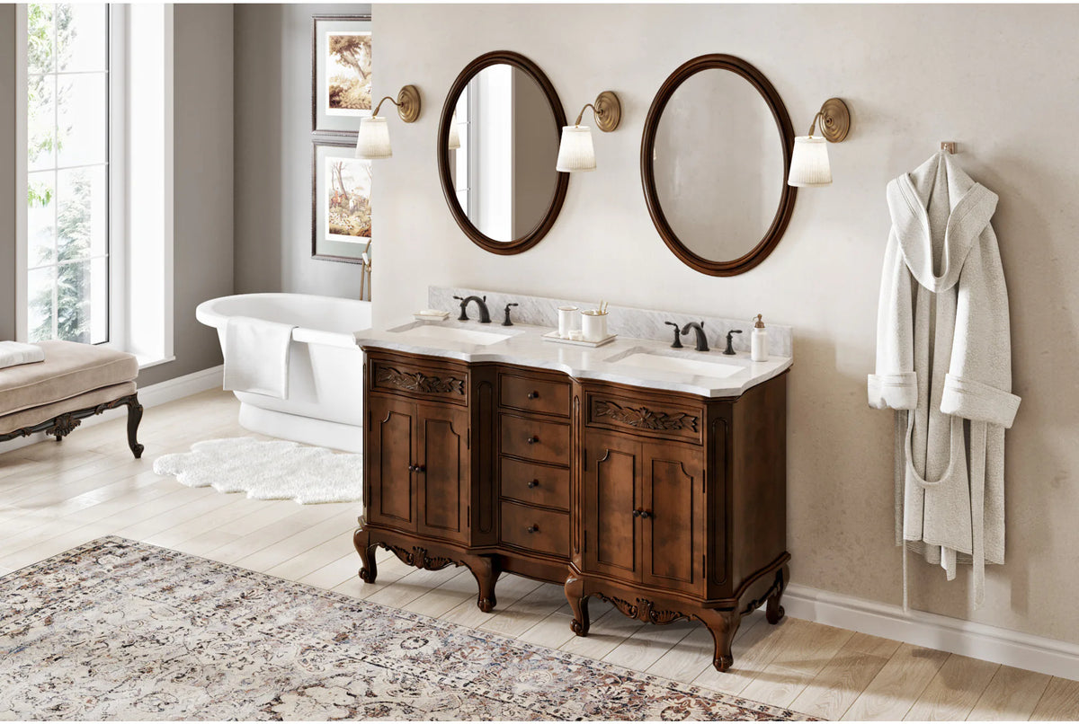 Clairemont 60'' Nutmeg Vanity, double bowl VN2CLA-60-NU-NT