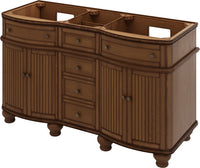 Compton 60'' Walnut Vanity, double bowl, -only White Carrara Marble Vanity Top, two undermount oval bowls VKITCOM60WAWCO
