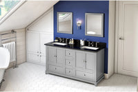 Addington 60'' Grey Vanity, double bowl, Black Granite Vanity Top, two undermount rectangle bowls VKITADD60GRBGR