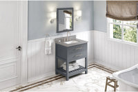 Wavecrest 30'' Grey Vanity, Steel Grey Cultured Marble Vanity Top, undermount rectangle bowl VKITWAV30GRSGR