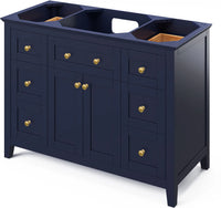Chatham 48'' Hale Blue Vanity, Boulder Cultured Marble Vanity Top, undermount rectangle bowl VKITCHA48BLBOR