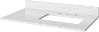Astoria 36'' Grey Vanity, right offset, White Carrara Marble Vanity Top, undermount rectangle bowl VKITAST36GRWCR