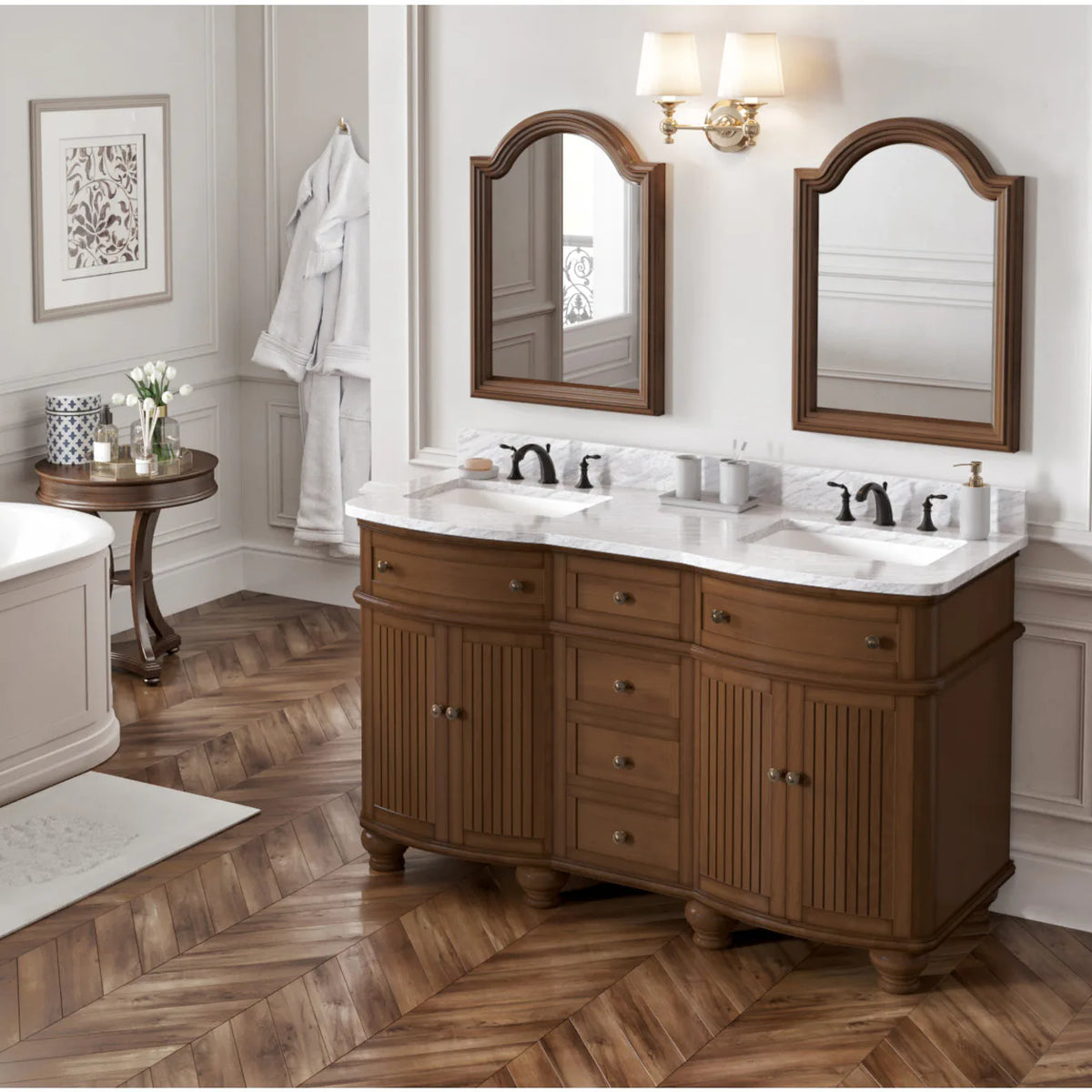 Compton 60'' Walnut Vanity, double bowl VN2COM-60-WA-NT – The