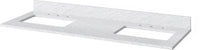 Wavecrest 60'' White Vanity, double bowl, White Carrara Marble Vanity Top, two undermount rectangle bowls VKITWAV60WHWCR