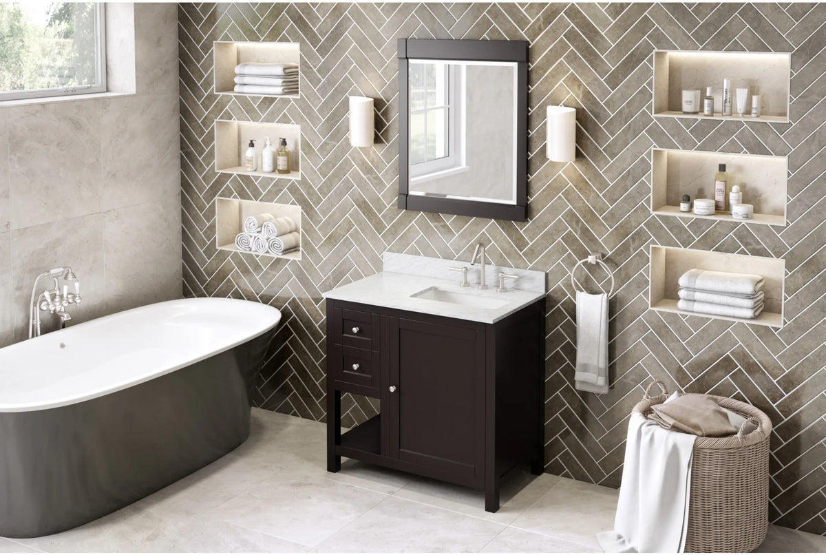 2nd Gen Astoria Vanities 28'' W x 1-1/4'' D x 34'' H Espresso Astoria mirror MIR2AST-28-ES