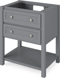 Adler 30'' Grey Vanity, White Carrara Marble Vanity Top, undermount rectangle bowl VKITADL30GRWCR