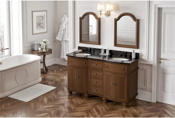 Compton 60'' Vanity, double bowl, -only Black Granite Vanity Top, two undermount oval bowls