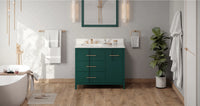 Katara 42'' Forest Green Vanity, left offset, Calacatta Vienna Quartz Vanity Top, undermount rectangle bowl VKITKAT42GNCQR