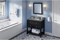 Adler 36'' Black Vanity, Steel Grey Cultured Marble Vanity Top, undermount rectangle bowl VKITADL36BKSGR