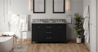 Katara 60'' Vanity, double bowl, two undermount rectangle bowls