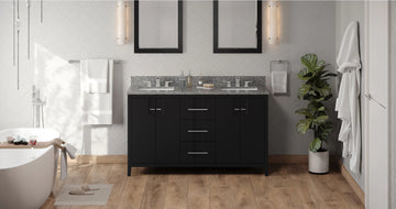 Katara 60'' Vanity, double bowl, two undermount rectangle bowls