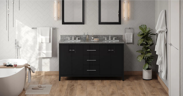 Katara 60'' Vanity, double bowl, two undermount rectangle bowls