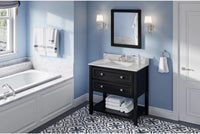 Adler 36'' Black Vanity, Calacatta Vienna Quartz Vanity Top, undermount rectangle bowl VKITADL36BKCQR