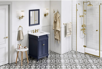 Douglas 24'' Hale Blue Vanity, White Carrara Marble Vanity Top, undermount rectangle bowl VKITDOU24BLWCR