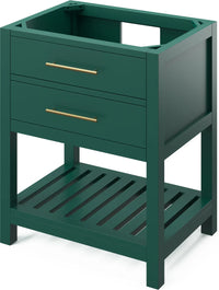 Wavecrest 30'' Forest Green Vanity, Calacatta Vienna Quartz Vanity Top, undermount rectangle bowl VKITWAV30GNCQR