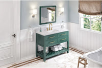 Wavecrest 48'' Forest Green Vanity, White Carrara Marble Vanity Top, undermount rectangle bowl VKITWAV48GNWCR