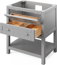 Astoria 30'' Grey Vanity, Steel Grey Cultured Marble Vanity Top, undermount rectangle bowl VKITAST30GRSGR