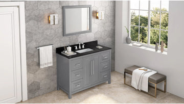 Cade 48'' Grey Vanity, Black Granite Vanity Top, undermount rectangle bowl VKITCAD48GRBGR