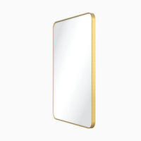 2nd Gen Metal Mirrors 22'' W x 1'' D x 30'' H Brushed Gold Rounded Rectangle Metal Frame Mirror VMIR-METR-22BG
