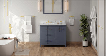 Katara 42'' Blue Steel Vanity, left offset VN2KAT-42-BS-NT