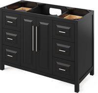 Cade 48'' Black Vanity, Steel Grey Cultured Marble Vanity Top, undermount rectangle bowl VKITCAD48BKSGR