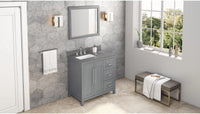 Cade 36'' Grey Vanity, left offset, Boulder Vanity Cultured Marble Vanity Top, undermount rectangle bowl VKITCAD36GRBOR