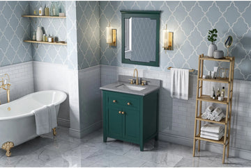Chatham 30'' Forest Green Vanity, Steel Grey Cultured Marble Vanity Top, undermount rectangle bowl VKITCHA30GNSGR