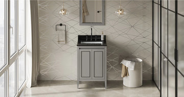 Percival 24'' Grey Vanity, Black Granite Vanity Top, undermount rectangle bowl VKITPER24GRBGR