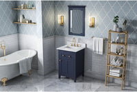 Chatham 24'' Hale Blue Vanity, White Carrara Marble Vanity Top, undermount rectangle bowl VKITCHA24BLWCR