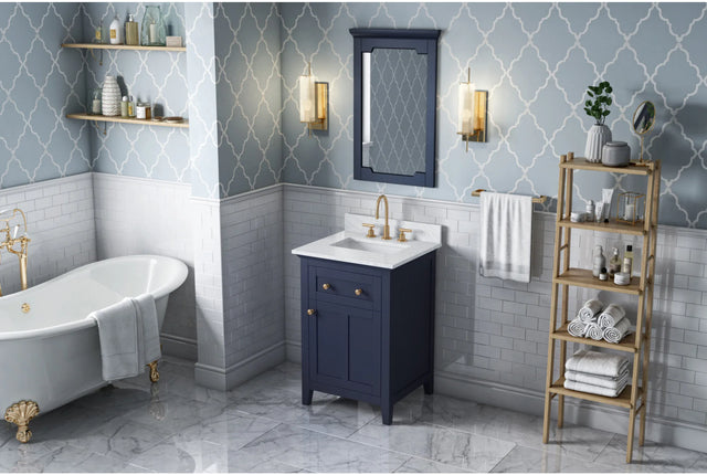 Chatham 24'' Hale Blue Vanity, White Carrara Marble Vanity Top, undermount rectangle bowl VKITCHA24BLWCR