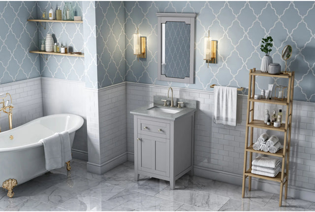 Chatham 24'' Grey Vanity, Steel Grey Cultured Marble Vanity Top, undermount rectangle bowl VKITCHA24GRSGR