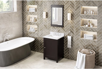 Astoria 24'' Espresso Vanity, White Carrara Marble Vanity Top, undermount rectangle bowl VKITAST24ESWCR