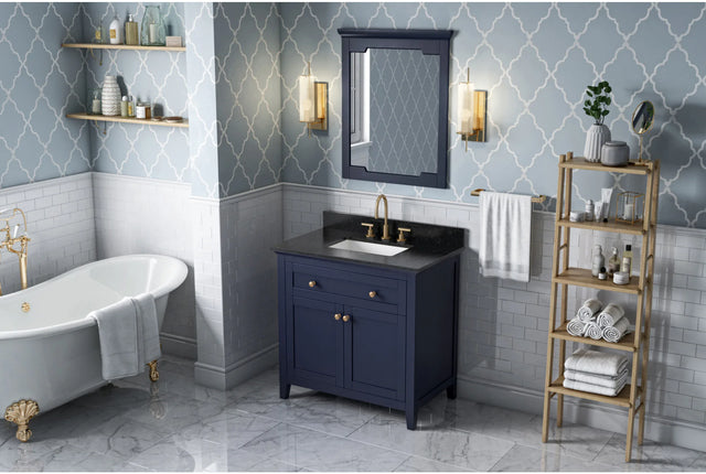 Chatham 36'' Hale Blue Vanity, Black Granite Vanity Top, undermount rectangle bowl VKITCHA36BLBGR