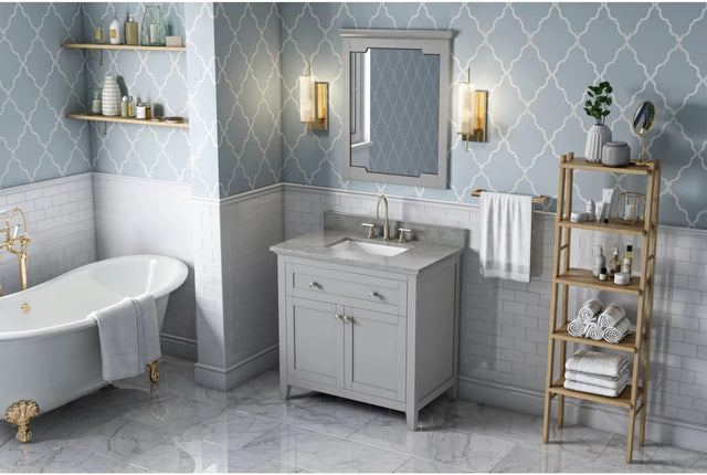 Chatham 36'' Grey Vanity, Steel Grey Cultured Marble Vanity Top, undermount rectangle bowl VKITCHA36GRSGR
