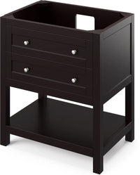Astoria 30'' Espresso Vanity, Steel Grey Cultured Marble Vanity Top, undermount rectangle bowl VKITAST30ESSGR