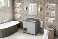 Astoria 36'' Grey Vanity, right offset, undermount rectangle bowl