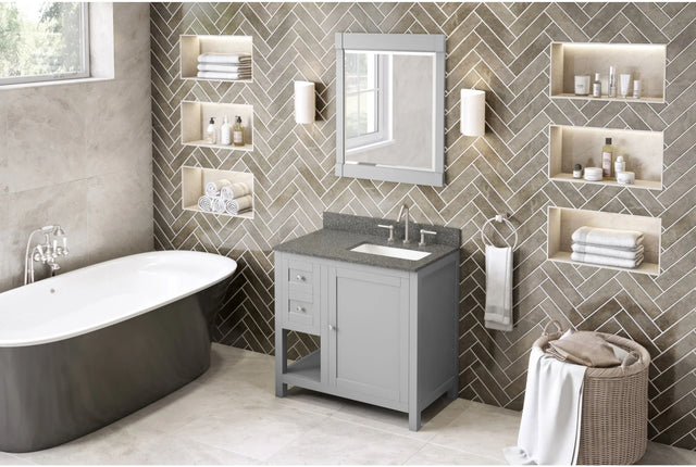 Astoria 36'' Grey Vanity, right offset, undermount rectangle bowl