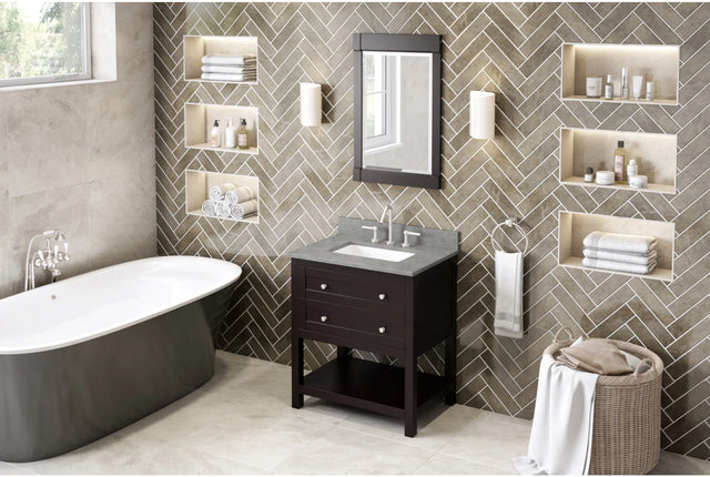 Astoria 30'' Espresso Vanity, Steel Grey Cultured Marble Vanity Top, undermount rectangle bowl VKITAST30ESSGR