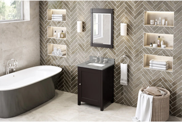 Astoria 24'' Espresso Vanity, Steel Grey Cultured Marble Vanity Top, undermount rectangle bowl VKITAST24ESSGR