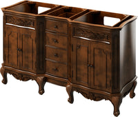 Clairemont 60'' Nutmeg Vanity, double bowl, -only Black Granite Vanity Top, two undermount oval bowls VKITCLA60NUBGO