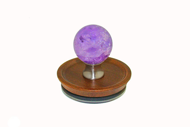 Amethyst Sphere Knob on Acacia Wooden Lid by Gemstone Hardware AMET.L.15