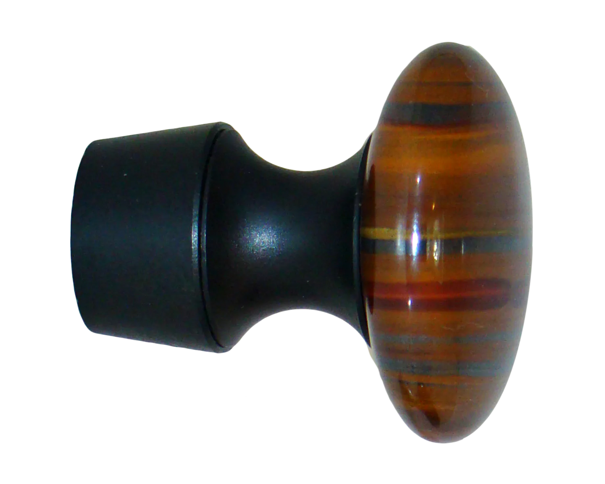 Myterra Gemstone Mineral Stone Banded Tiger Eye Disk Bolt Hook