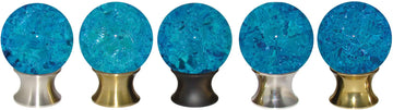 Caribbean Blue Cracked Glass Cabinet Knob CABCG
