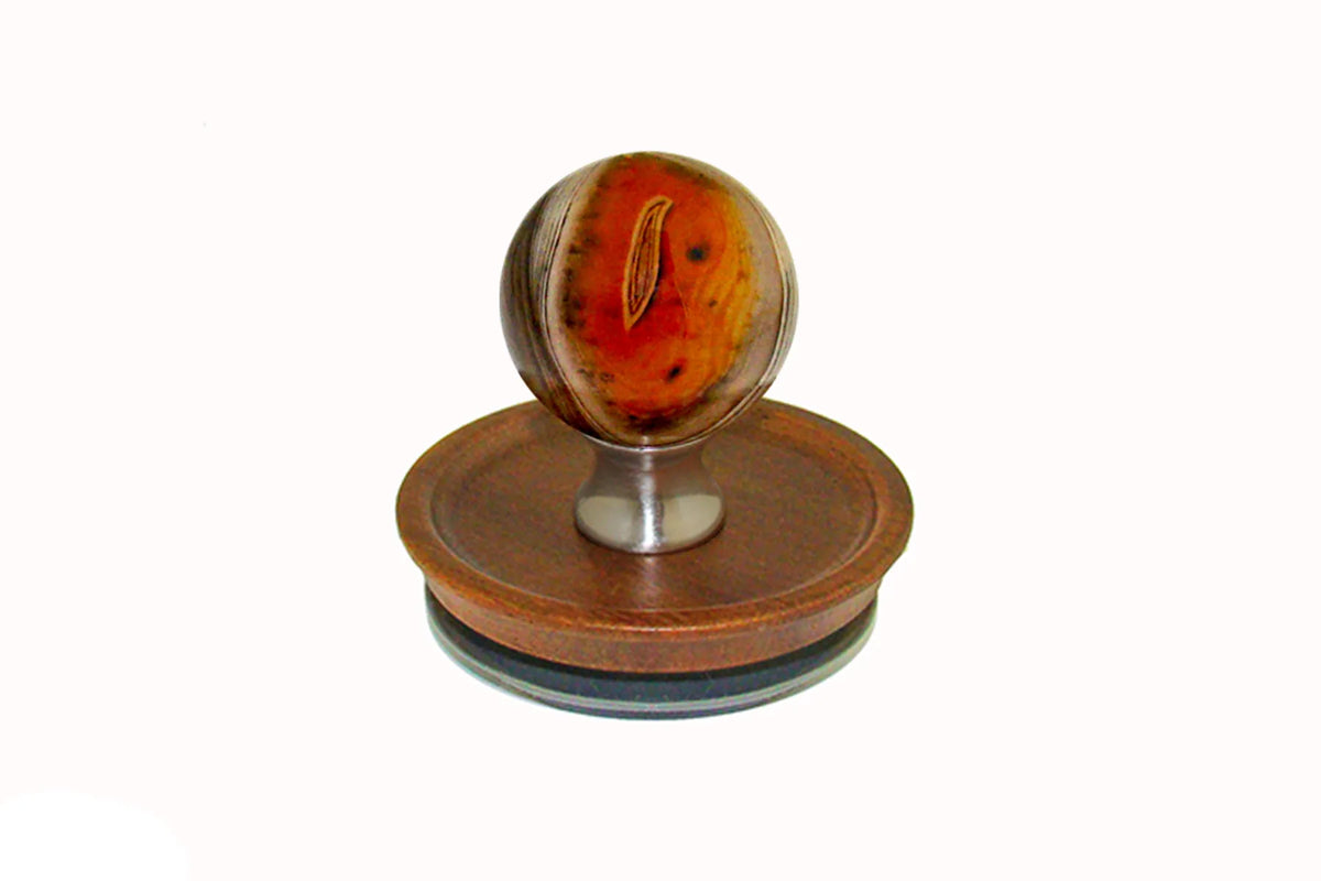 Carnelian Sphere Knob on Acacia Wooden Lid by Gemstone Hardware CARN.L.15